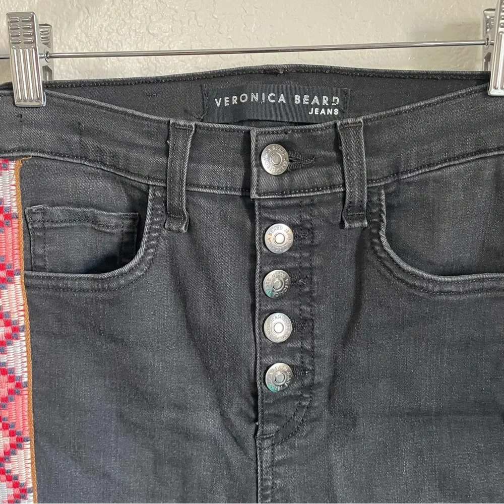 Veronica Beard Carolyn 10” Baby Boot Cropped Jeans Frayed Smokey Grey Pink Boho